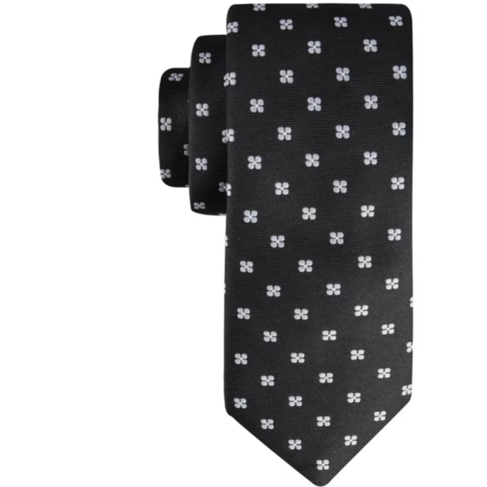 George Men's Floral Medallion Black Slim Necktie